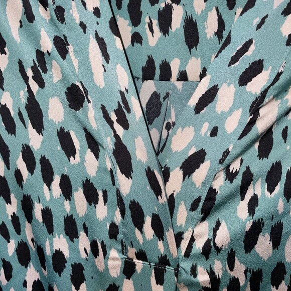 H&M Womens Animal Print V-Neck Blouse Size S Teal & Black - Picture 5 of 10